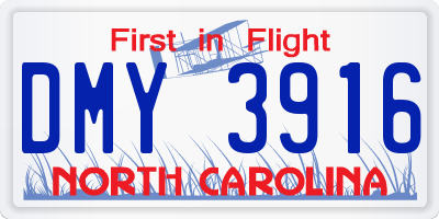 NC license plate DMY3916