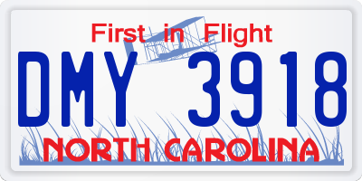 NC license plate DMY3918