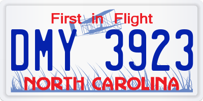 NC license plate DMY3923