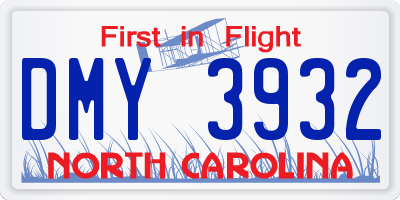 NC license plate DMY3932