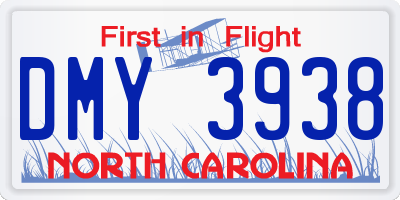 NC license plate DMY3938