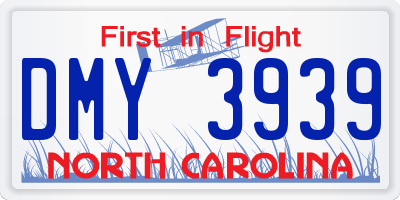 NC license plate DMY3939
