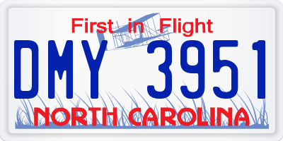 NC license plate DMY3951