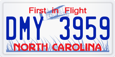 NC license plate DMY3959