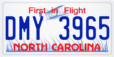 NC license plate DMY3965