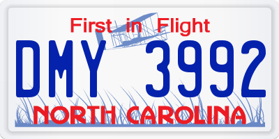 NC license plate DMY3992