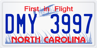 NC license plate DMY3997