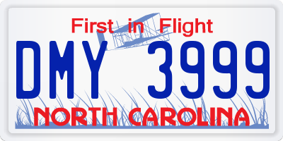NC license plate DMY3999