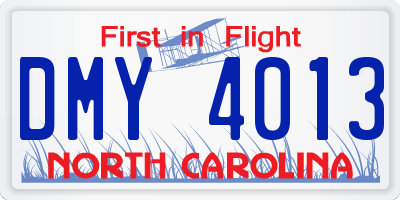 NC license plate DMY4013