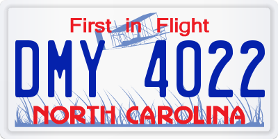 NC license plate DMY4022