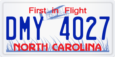 NC license plate DMY4027