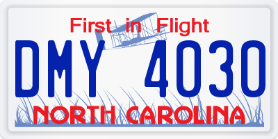 NC license plate DMY4030