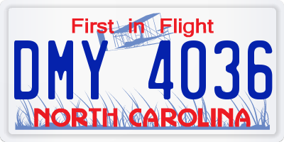 NC license plate DMY4036