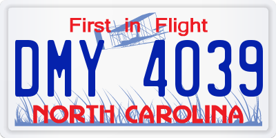 NC license plate DMY4039