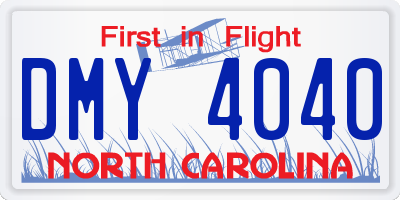 NC license plate DMY4040