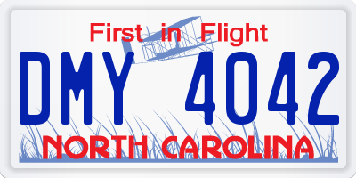 NC license plate DMY4042