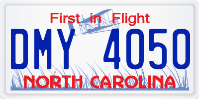 NC license plate DMY4050