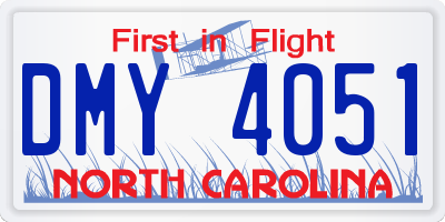 NC license plate DMY4051