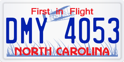 NC license plate DMY4053