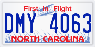 NC license plate DMY4063