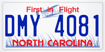 NC license plate DMY4081