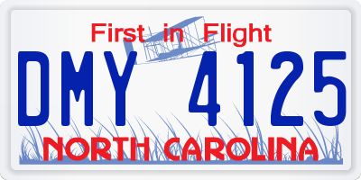 NC license plate DMY4125