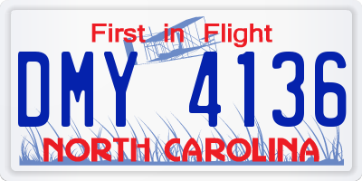 NC license plate DMY4136