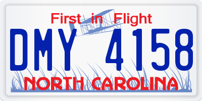 NC license plate DMY4158