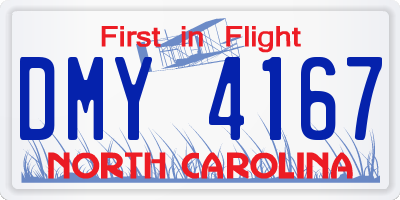 NC license plate DMY4167