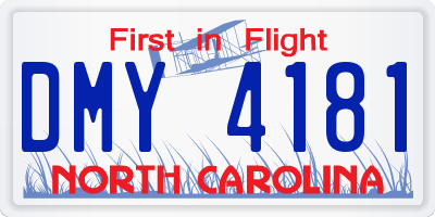 NC license plate DMY4181