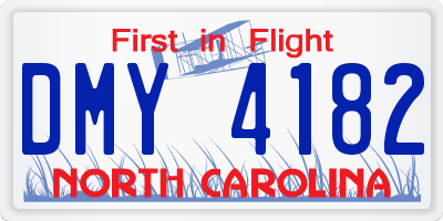 NC license plate DMY4182