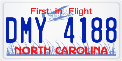 NC license plate DMY4188