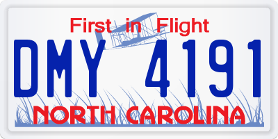 NC license plate DMY4191