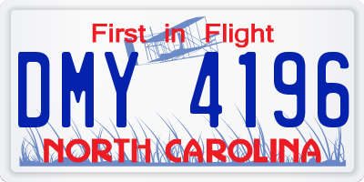 NC license plate DMY4196