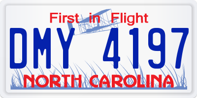 NC license plate DMY4197