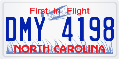 NC license plate DMY4198