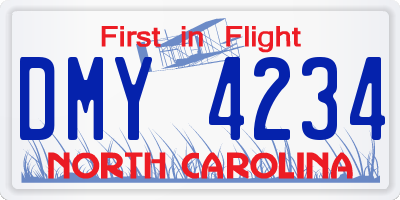 NC license plate DMY4234