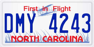 NC license plate DMY4243