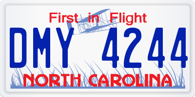 NC license plate DMY4244