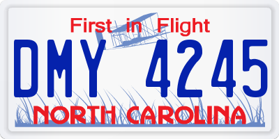 NC license plate DMY4245