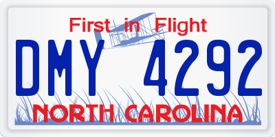 NC license plate DMY4292