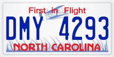 NC license plate DMY4293