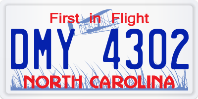 NC license plate DMY4302