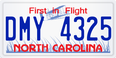 NC license plate DMY4325