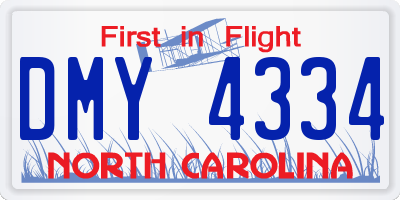 NC license plate DMY4334