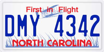 NC license plate DMY4342