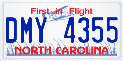 NC license plate DMY4355