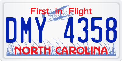 NC license plate DMY4358