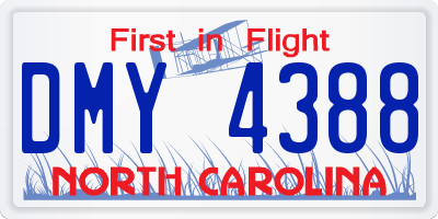 NC license plate DMY4388