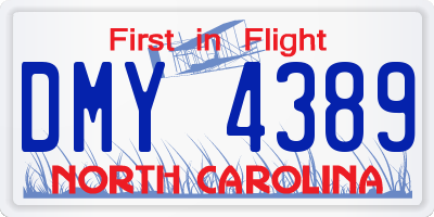 NC license plate DMY4389